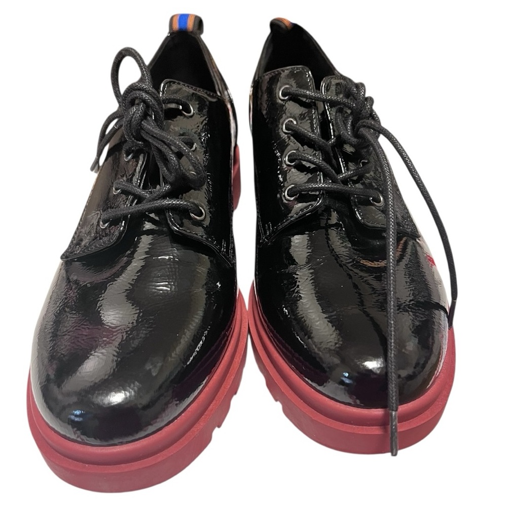 Mix No. 6 Gustava Oxford Black Patent Shoes with Red Soles Size 9.5 M